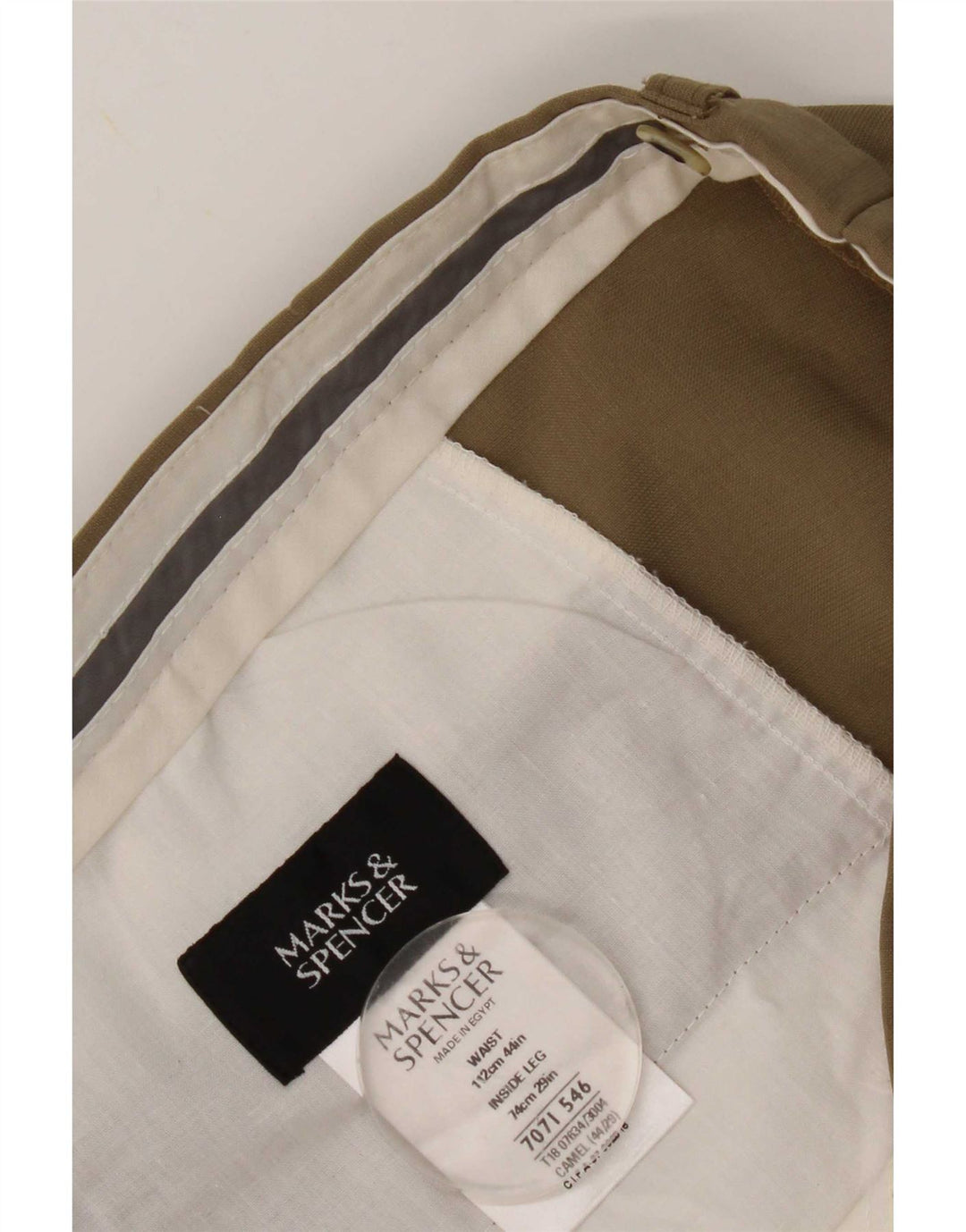 Marks & Spencer Ανδρικό παντελόνι με καρφίτσα W44 L29 Μπεζ πολυεστέρας