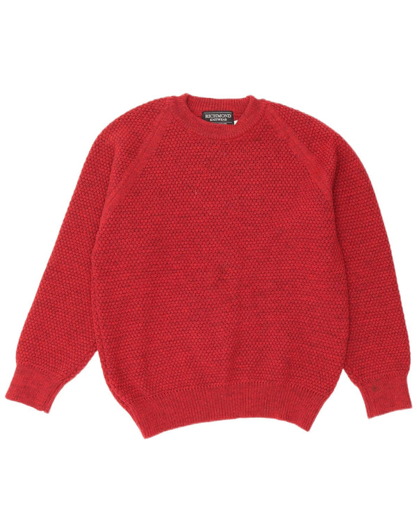 Ανδρικό πουλόβερ με λαιμόκοψη RICHMOND με μεσαίο κόκκινο νέο μαλλί