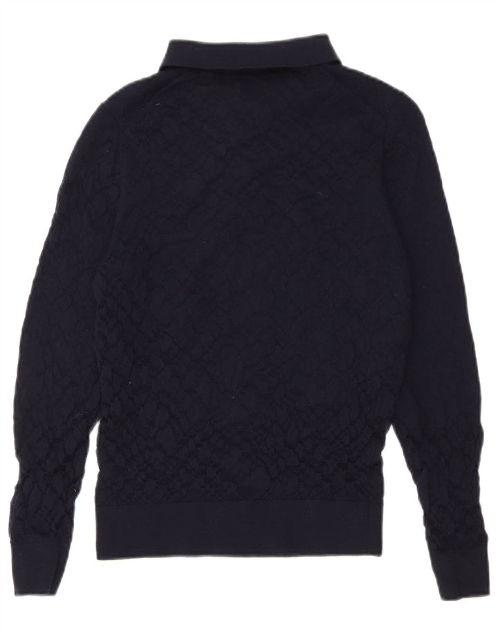 Massimo Dutti Ανδρικό πουλόβερ με λαιμό πόλο με μεσαίο μπλε μαλλί