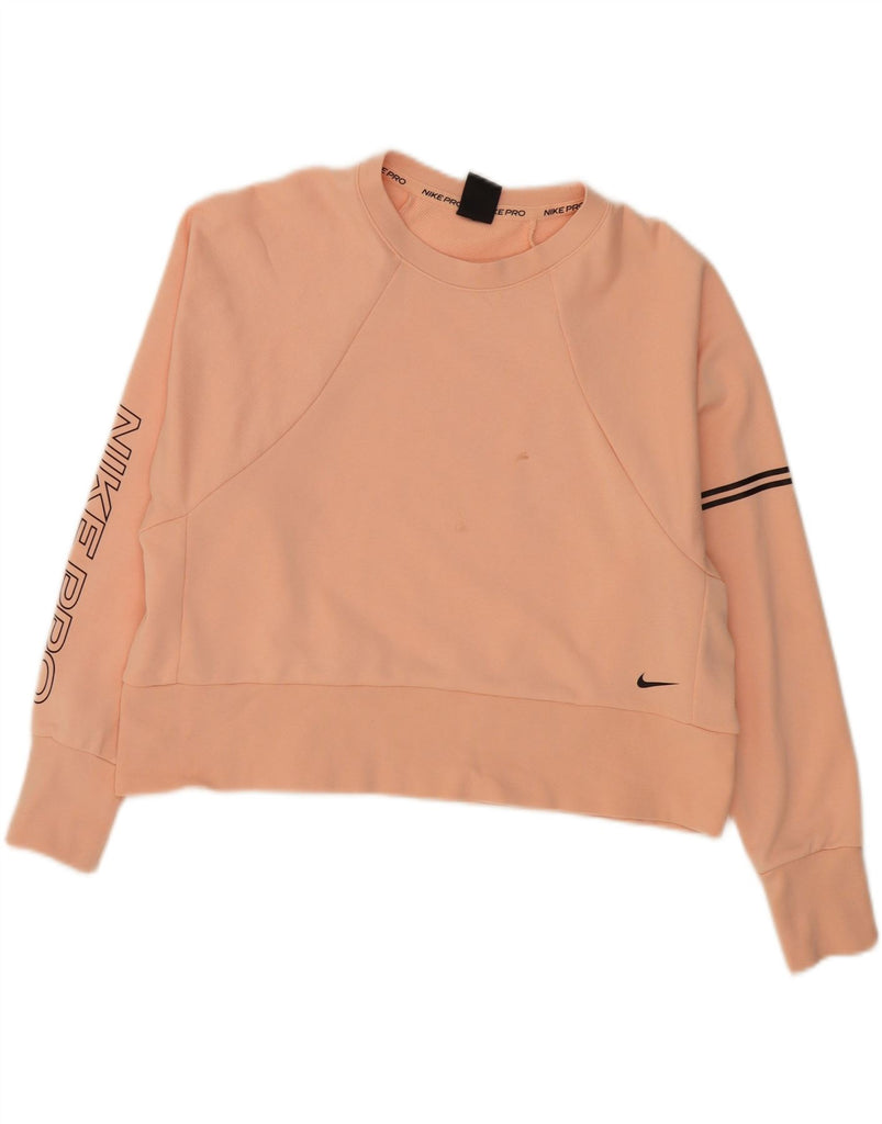 NIKE Womens Crop Graphic Sweatshirt Jumper UK 16 Large Pink Cotton Vintage Nike and Second-Hand Nike from Messina Hembry 