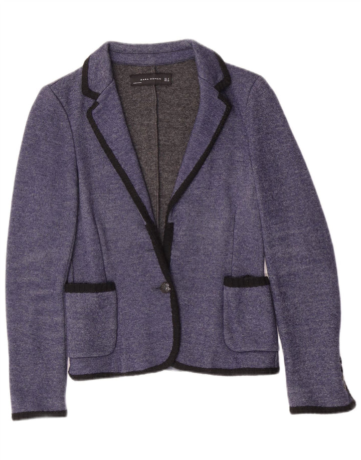 Zara Γυναικείο πλεκτό μπουφάν 1 κουμπιού Blazer UK 12 Medium Blue