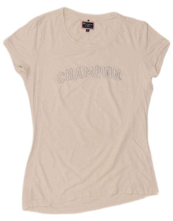 Champion Womens Graphic T-Shirt Top UK 12 Medium White
