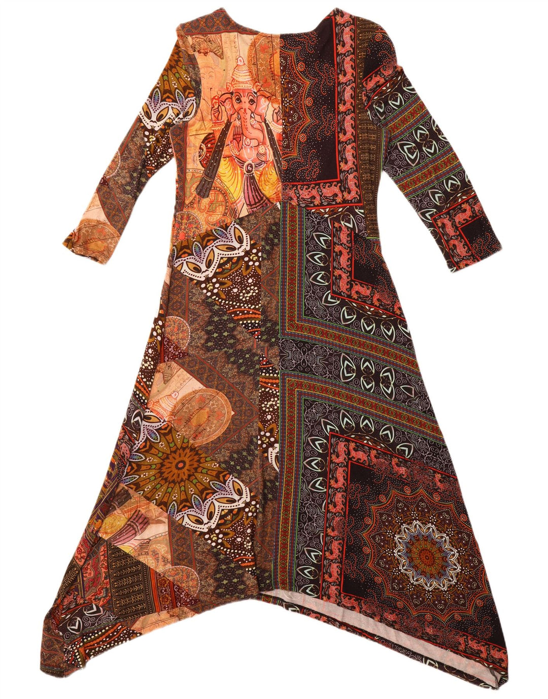 Desigual γυναικείο μάξι φόρεμα 3/4 με μανίκια UK 14 Μεγάλη πολύχρωμη βισκόζη