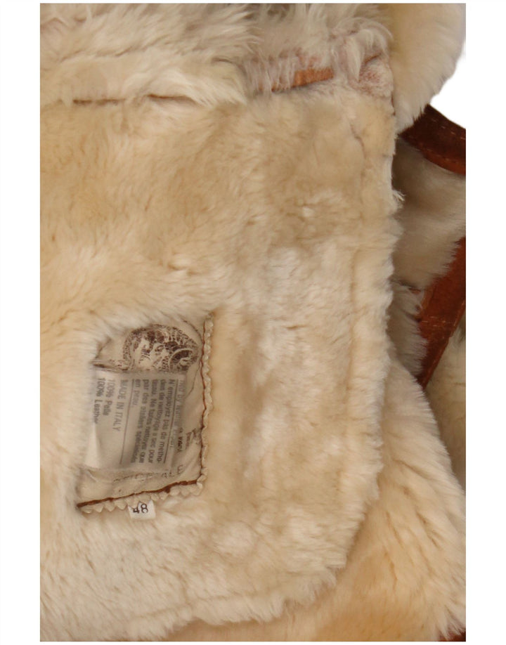 Vintage Γυναικείο παλτό Shearling Loose Fit IT 48 XL Δερμάτινο καφέ