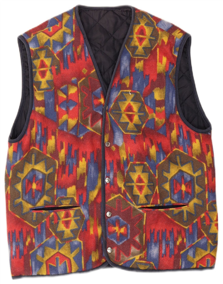 Vintage Ανδρικά Reversible Gilet UK 38 Medium Red Geometric