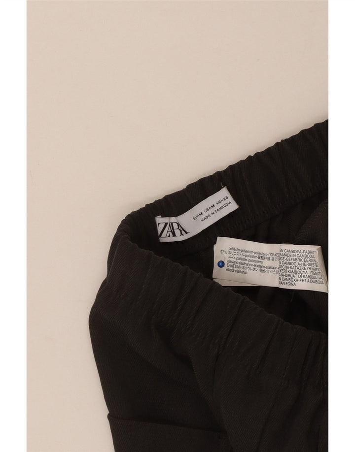 ZARA Γυναικείο παντελόνι Chino με φαρδύ πόδι UK 12 Medium Grey Polyester