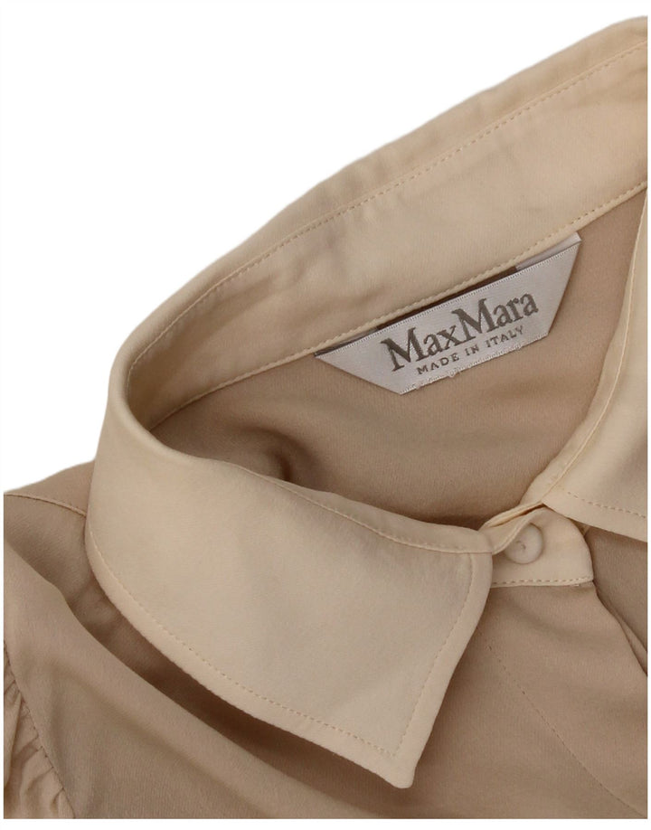 Max Mara γυναικείο πουκάμισο μπλούζα UK 10 Small Beige Colourblock