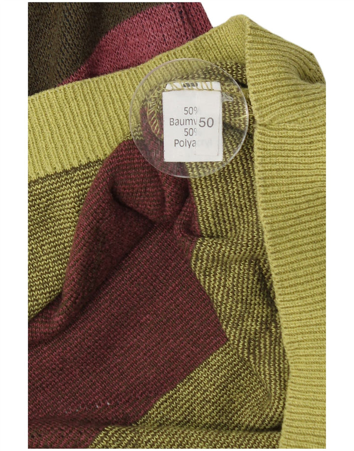 Ανδρικό πουλόβερ με λαιμόκοψη VINTAGE IT 50 Μεσαίο πράσινο γεωμετρικό