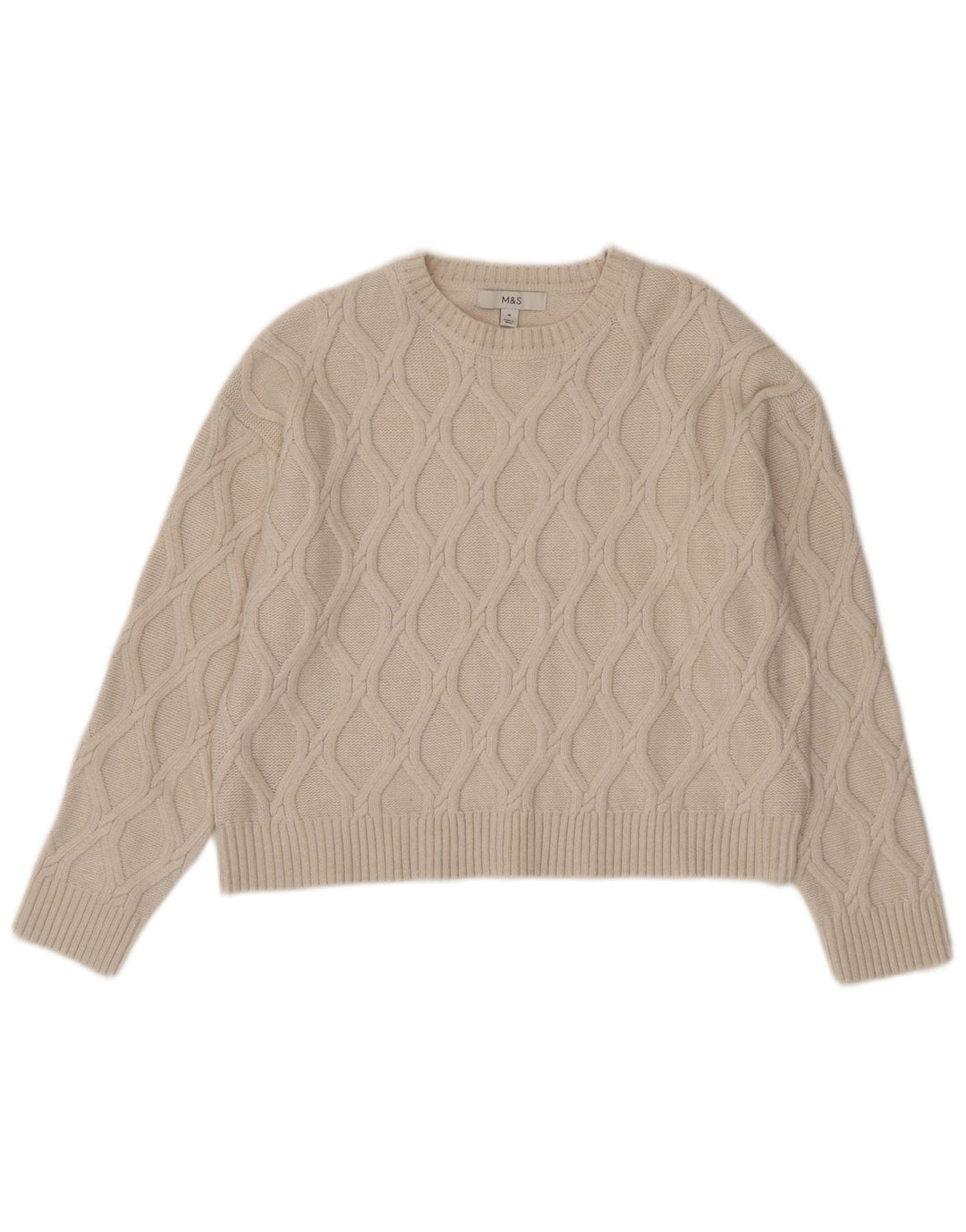 Marks & Spencer Γυναικείο Crop Boat Neck Jumper πουλόβερ UK 14 Medium Beige