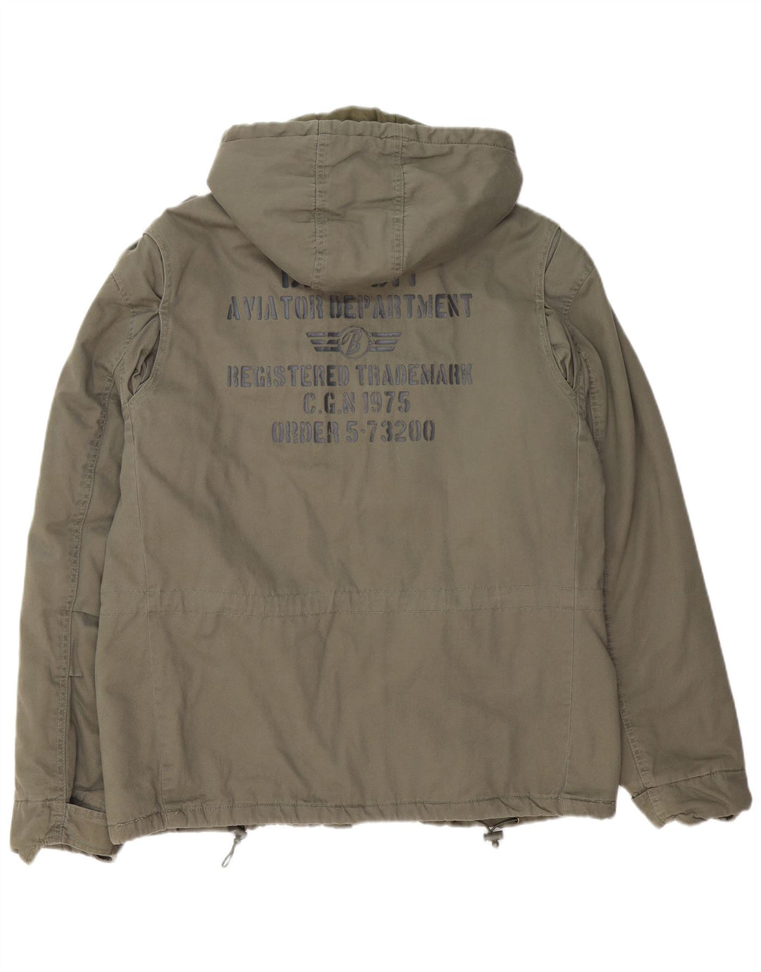 BRANDIT Ανδρικό στρατιωτικό μπουφάν με κουκούλα UK 42 XL Χακί βαμβακερό