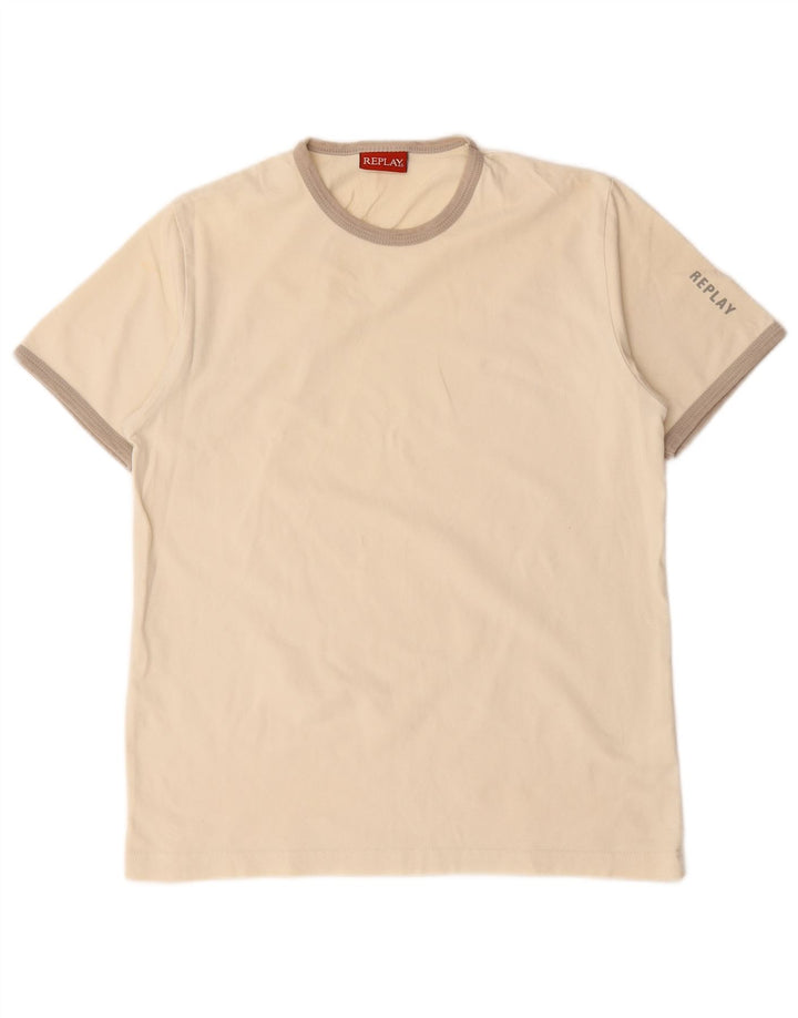 Replay Γυναικείο T-Shirt Top UK 12 Medium Off White