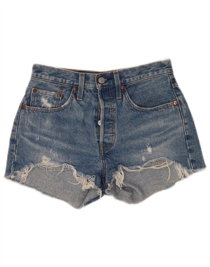 Levi's Womens 501 Distressed τζιν σορτς W26 μικρό μπλε βαμβακερό