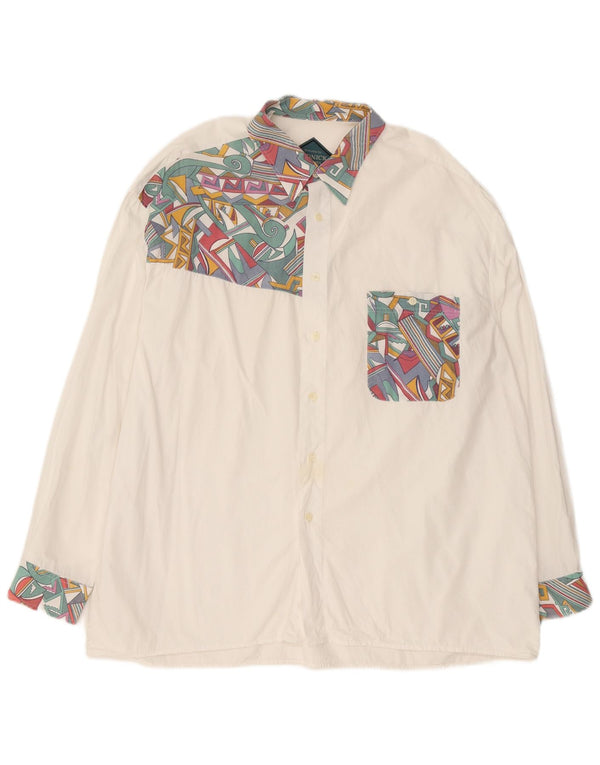 Ανδρικό πουκάμισο Rudnick 2XL Λευκό γεωμετρικό βαμβακερό