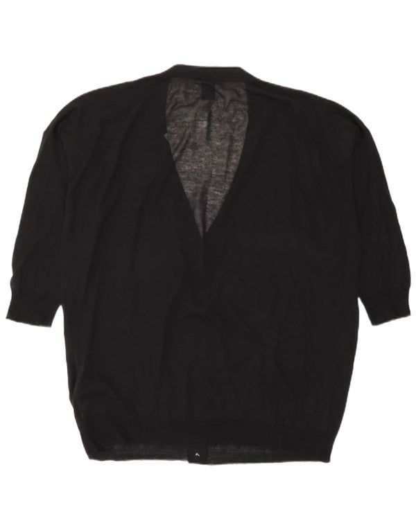 Gap Γυναικείο Loose Fit 3/4 μανίκι ζακέτα πουλόβερ UK 16 μεγάλο μαύρο βαμβακερό