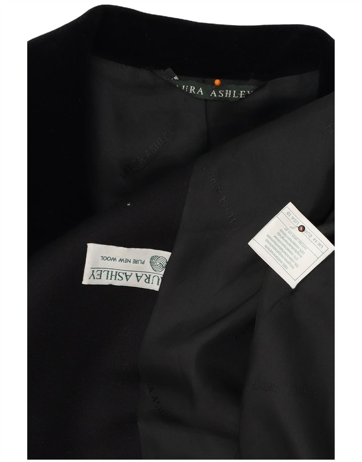 LAURA ASHLEY Γυναικείο μακρόστενο σακάκι με 4 κουμπιά UK 14 μεγάλο μαύρο μαλλί