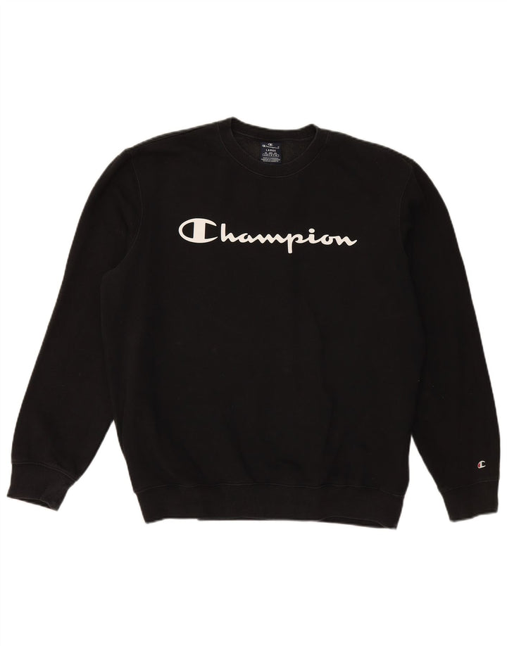 Ανδρικό γραφικό φούτερ Champion Jumper μεγάλο μαύρο βαμβακερό