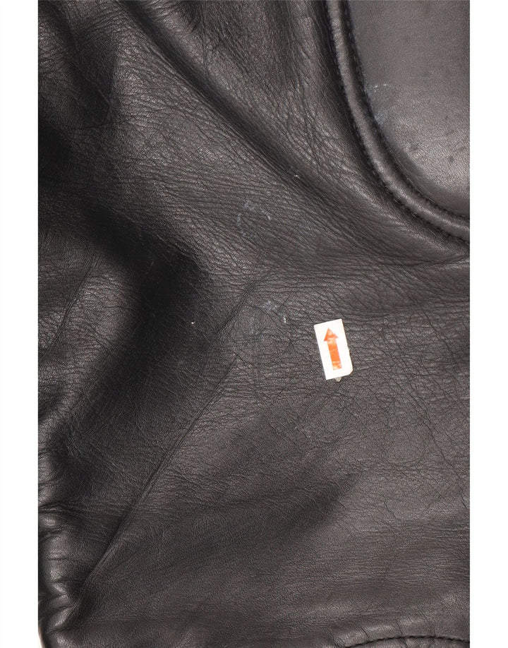 VINTAGE Ανδρικό Biker Δερμάτινο Παντελόνι W32 L23 Μαύρο