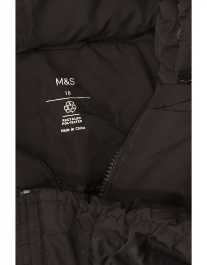Marks & Spencer Γυναικείο μπουφάν με κουκούλα UK 16 μεγάλο μαύρο πολυεστέρα