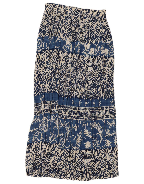 Vintage Womens Pleated Gypsy Skirt Small W26 Blue Floral Viscose