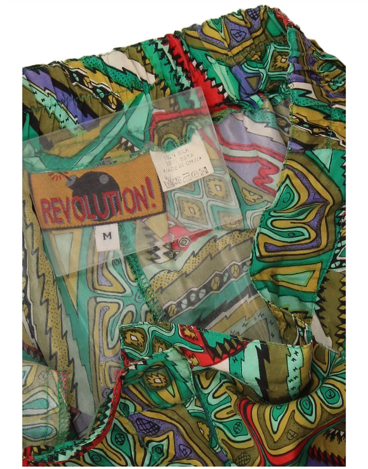 Vintage γυναικείο φαρδύ casual σορτς W28 πράσινο μεταξωτό συνονθύλευμα