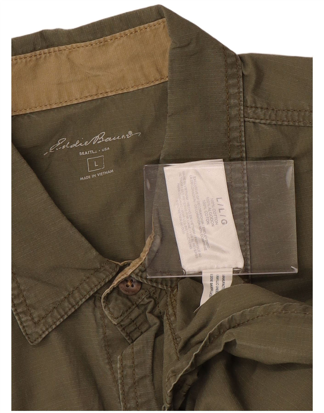 EDDIE BAUER Ανδρικό κοντομάνικο πουκάμισο μεγάλο χακί βαμβακερό