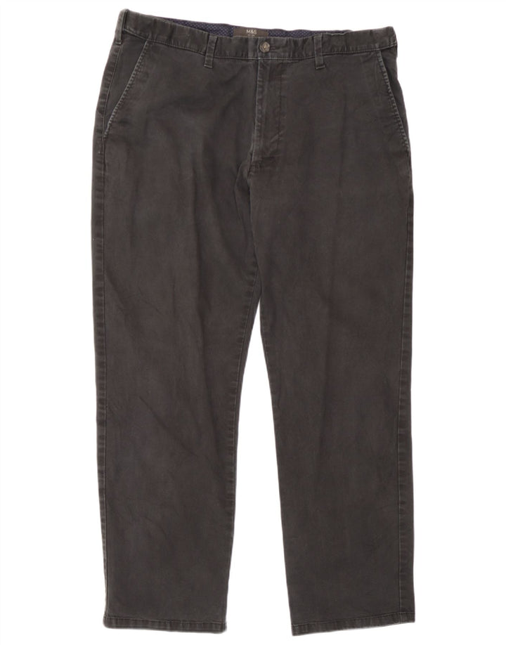 Marks & Spencer Ανδρικό παντελόνι Chino με κανονική εφαρμογή W38 L29 Γκρι βαμβακερό