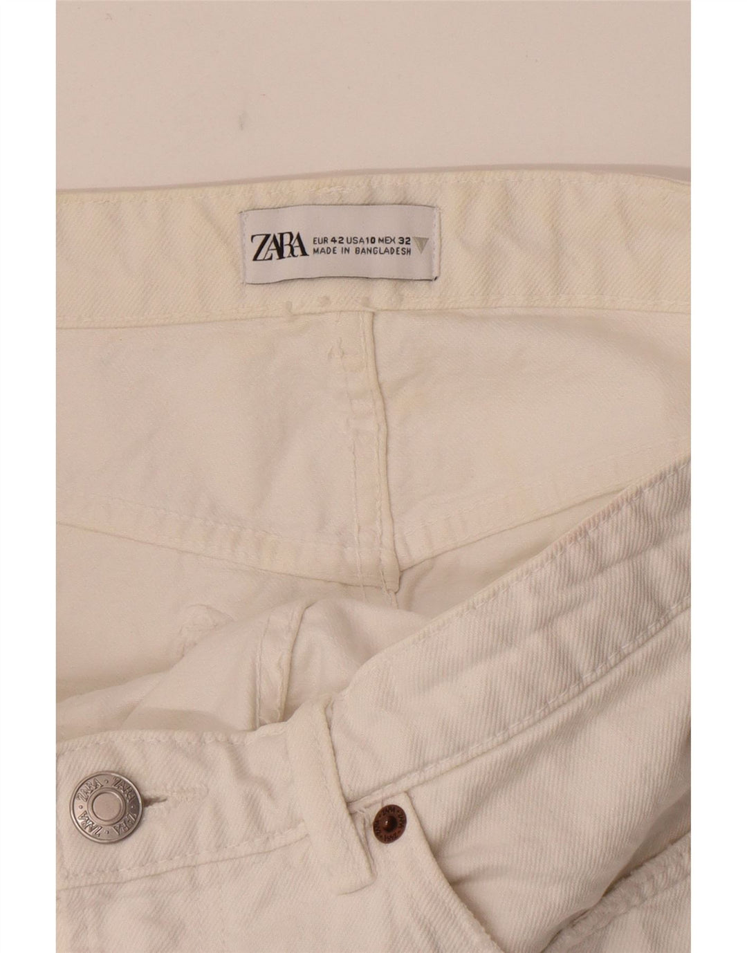 Zara Γυναικείο τζιν σορτς EU 42 Larg W32 Λευκό