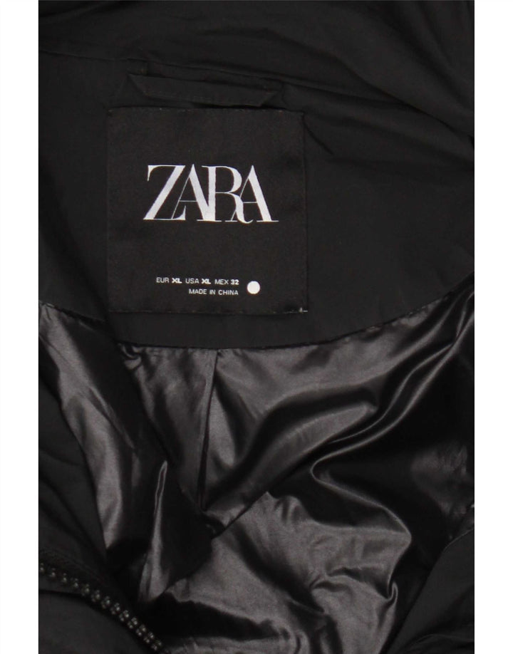 Zara Γυναικείο μπουφάν με κουκούλα UK 18 XL Μαύρο