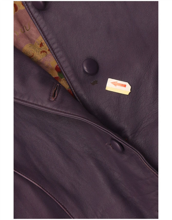 Vintage Γυναικείο Crop Δερμάτινο Μπουφάν UK 10 Small Purple
