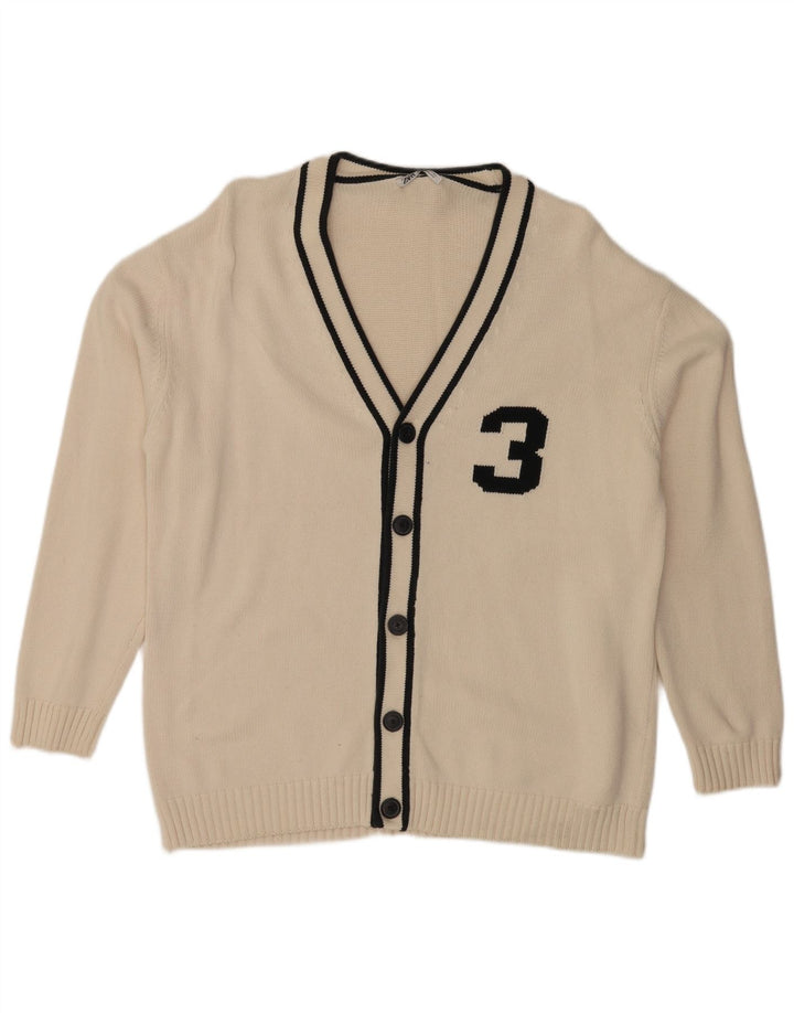 Ανδρικό πουλόβερ Zara Graphic Cardigan XL Λευκό