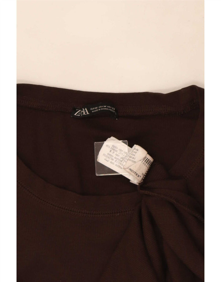 Zara Γυναικείο τοπ μακρυμάνικο UK 12 μεσαίο καφέ βαμβακερό