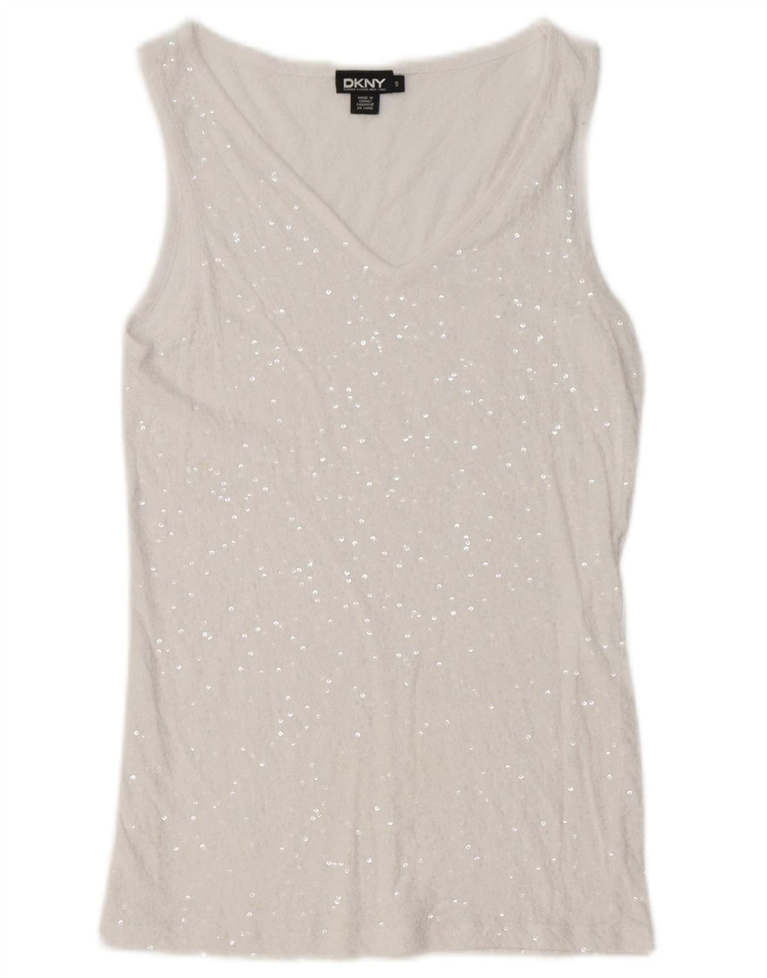 DKNY Womens Sleeveless Blouse Top UK 10 Small White