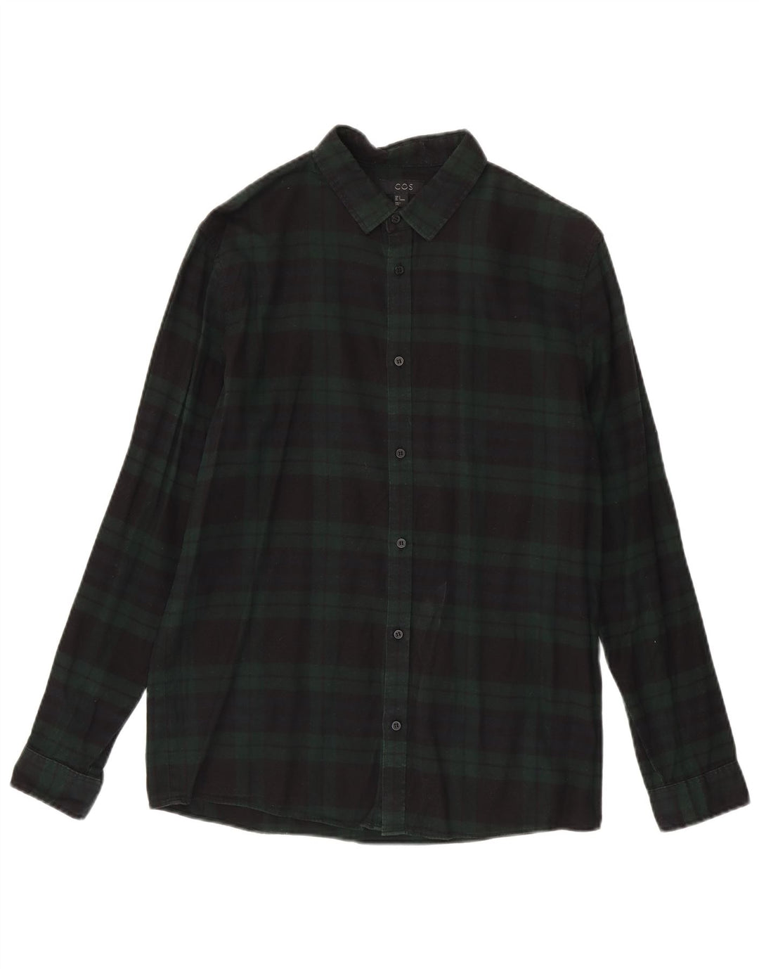 Ανδρικό πουκάμισο Cos Flannel Μικρό πράσινο καρό βαμβακερό