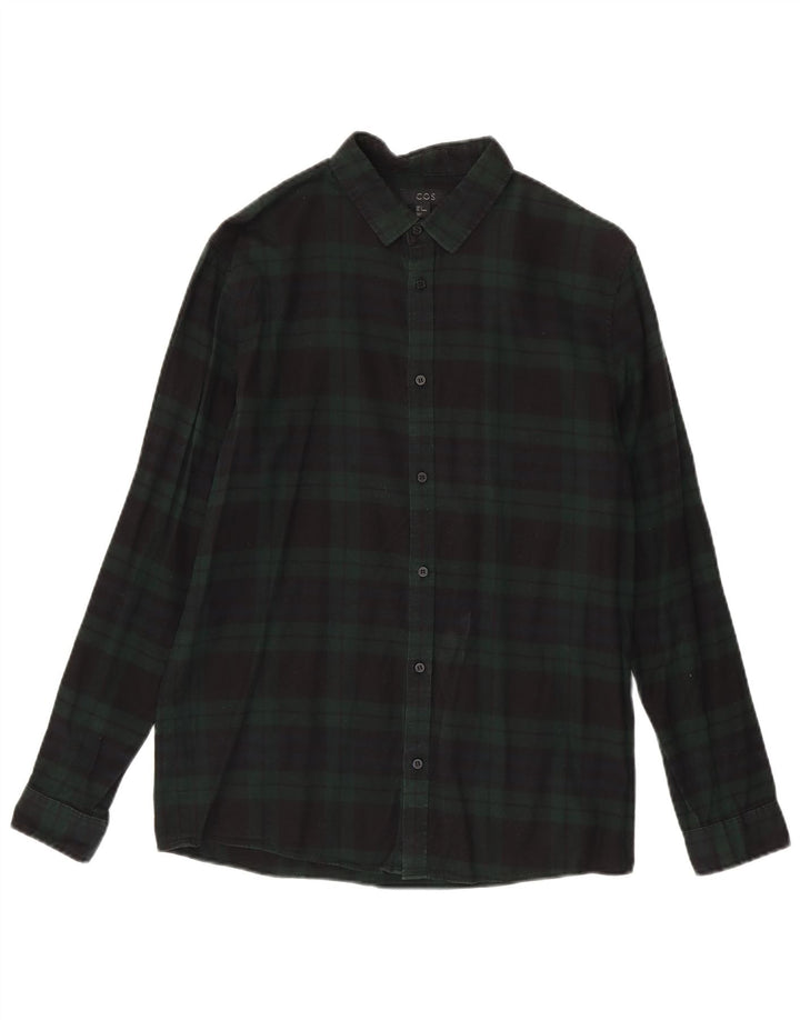 Ανδρικό πουκάμισο Cos Flannel Μικρό πράσινο καρό βαμβακερό