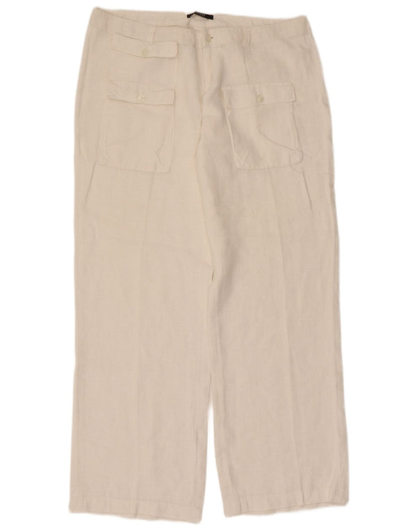 Guess Womens Loose Fit Cargo Trousers IT 46 Large W34 L30 White Linen