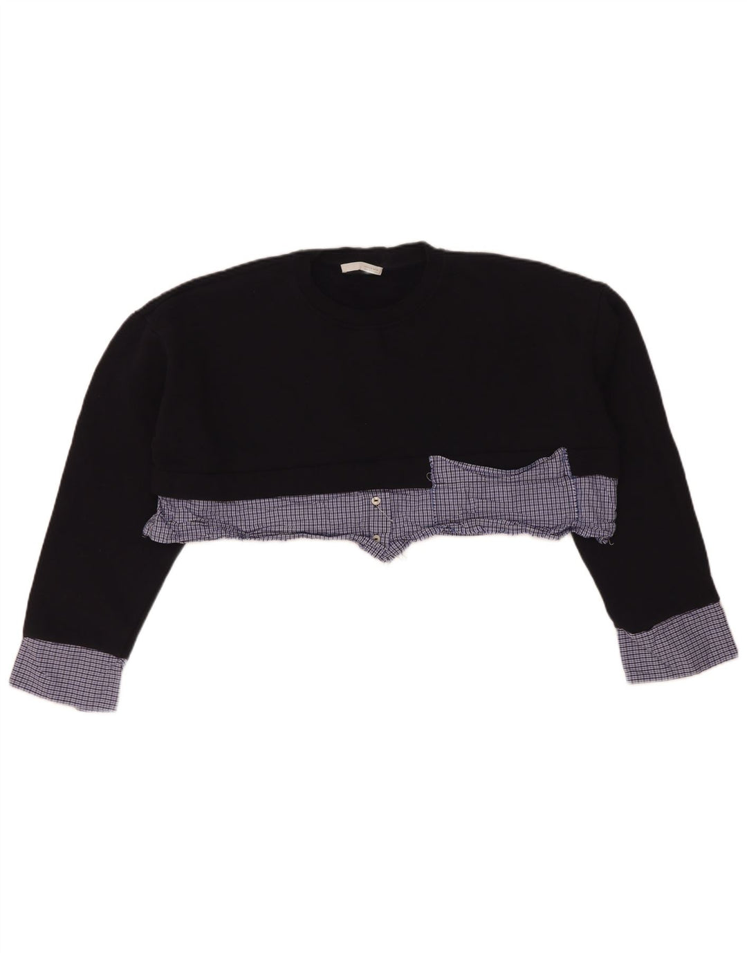 Zara Γυναικεία φούτερ μεγάλης κλίμακας Crop Jumper UK 10 Small Navy Blue Check