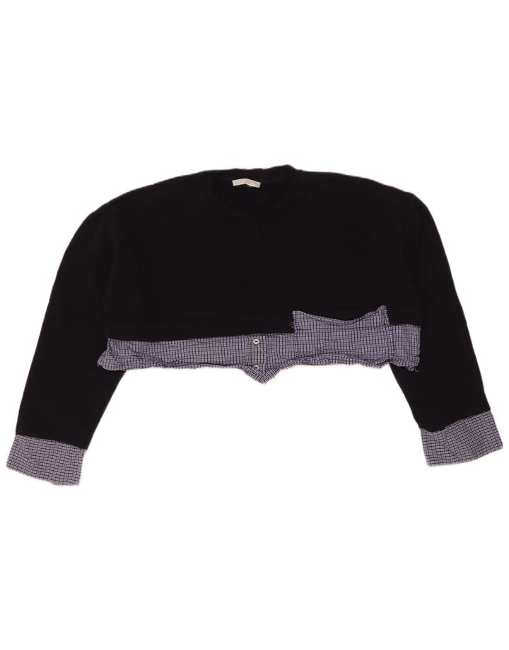 Zara Γυναικεία φούτερ μεγάλης κλίμακας Crop Jumper UK 10 Small Navy Blue Check