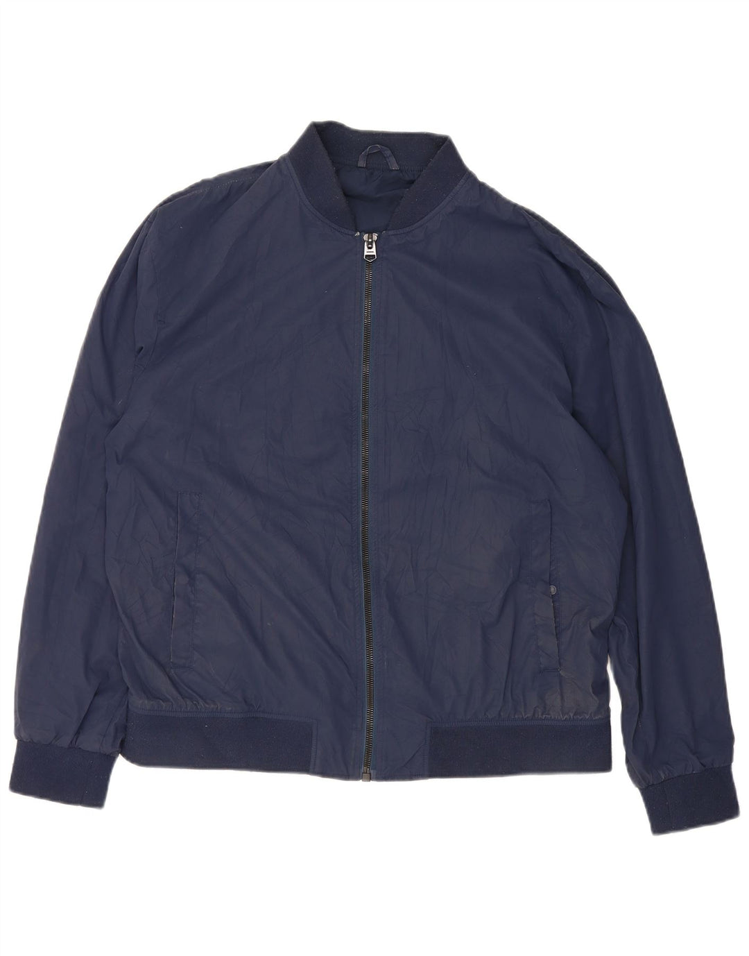 Zara Ανδρικό Bomber Jacket UK 42 XL Navy Blue Polyester