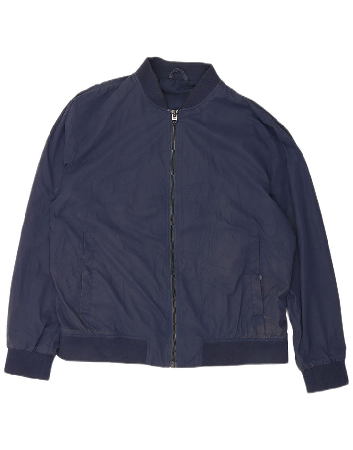 Zara Ανδρικό Bomber Jacket UK 42 XL Navy Blue Polyester