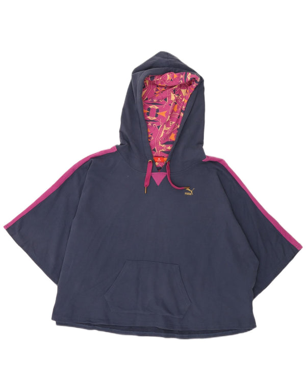 PUMA Γυναικείο Crop Hoodie Jumper UK 12 Medium Navy Blue