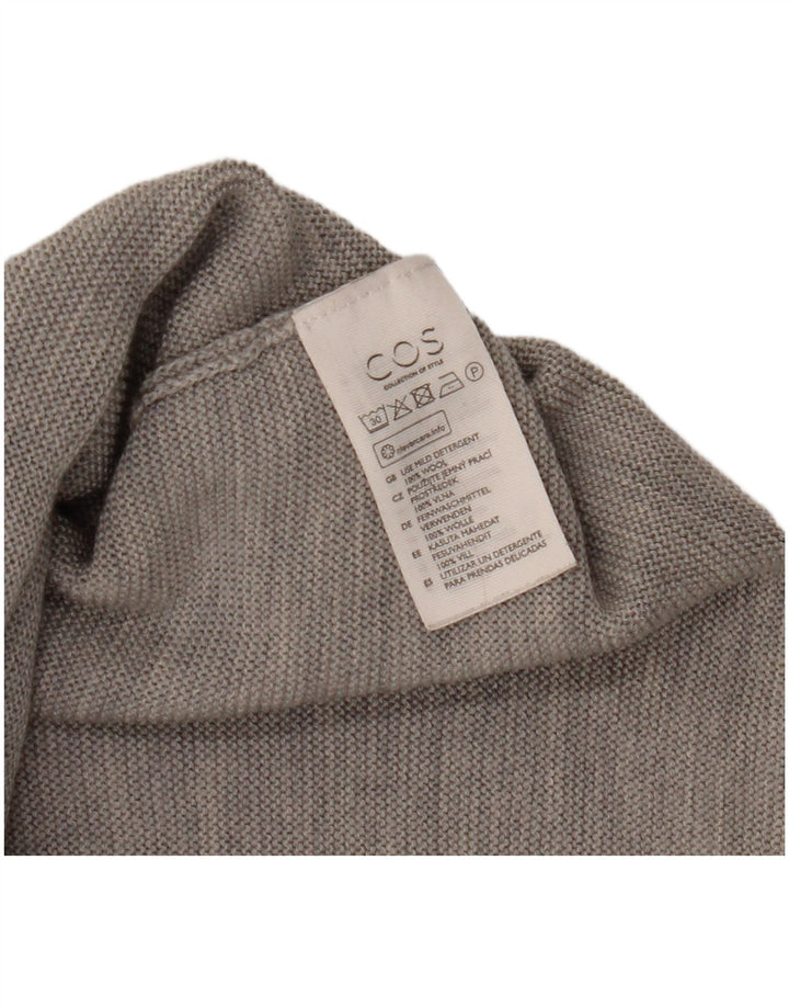 COS Γυναικείο μανίκι 3/4 Crop Boat Neck Jumper UK 10 Small Grey Wool