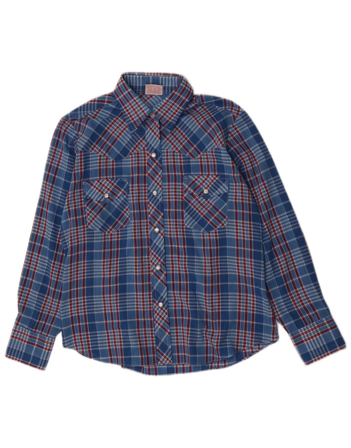 Amy Barr Γυναικείο πουκάμισο Western Size 36 Small Blue καρό πολυεστέρα