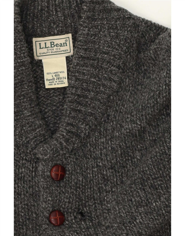 L.L.Bean Ανδρικό πουλόβερ με κουμπιά λαιμόκοψης μεγάλο γκρι μαλλί αρνιού