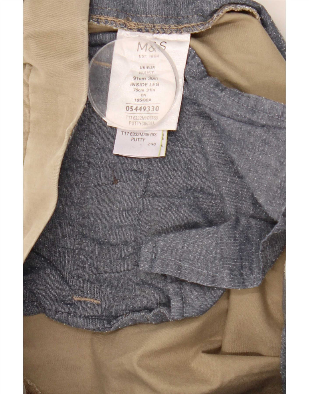 Ανδρικό παντελόνι με κανονική εφαρμογή Marks & Spencer W36 L31 Μπεζ βαμβακερό