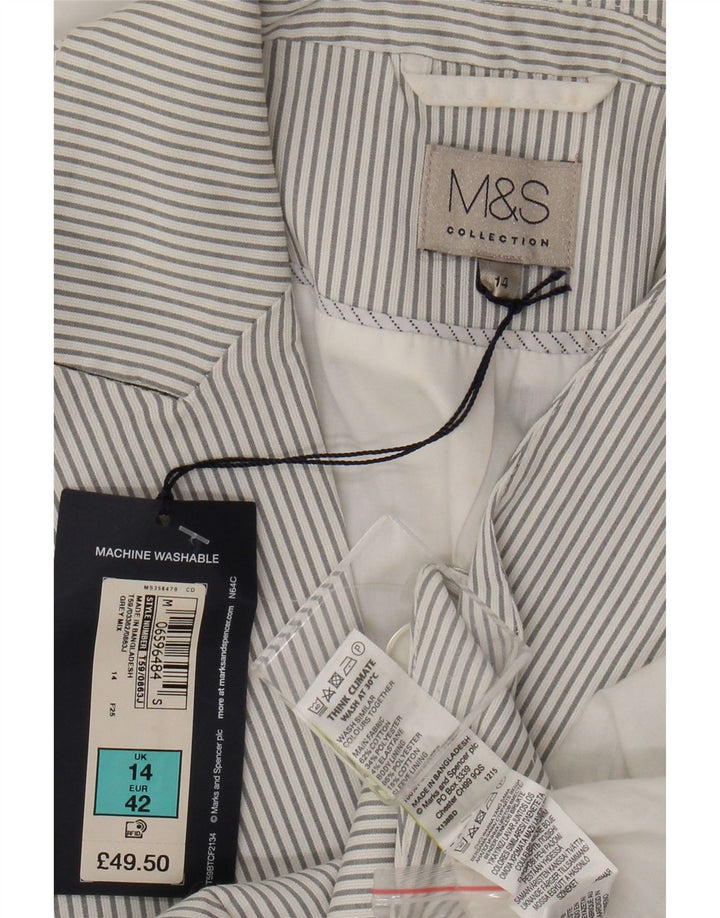 Marks & Spencer Γυναικείο σακάκι 1 κουμπιού σακάκι UK με 14 μεγάλες γκρι ρίγες