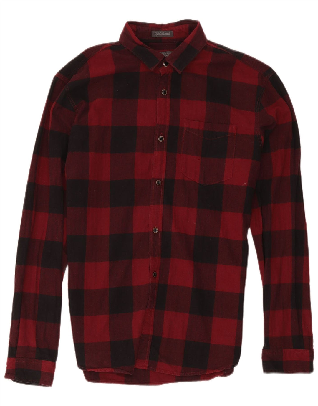 Ανδρικό φανελένιο πουκάμισο Jack & Jones, μεσαίο κόκκινο βαμβακερό