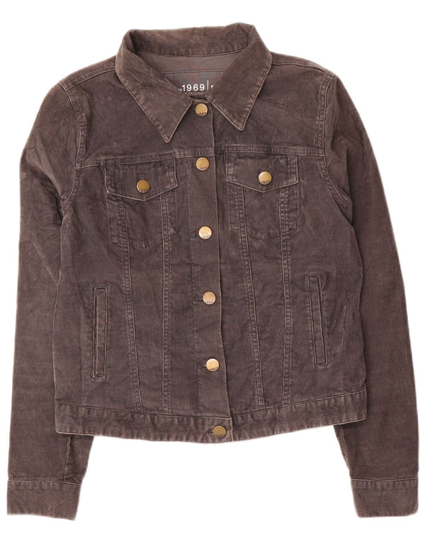Gap Womens Crop Corduroy Jacket UK 14 Medium Grey Cotton