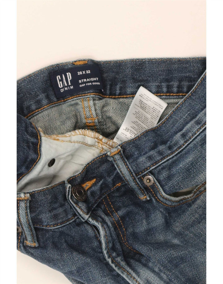 Gap Womens Distressed Straight Jeans W28 L32 Μπλε βαμβακερό