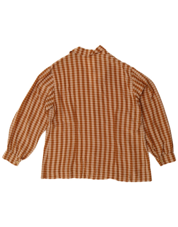 Vintage γυναικείο πουκάμισο μπλούζα UK 14 Large Brown Check