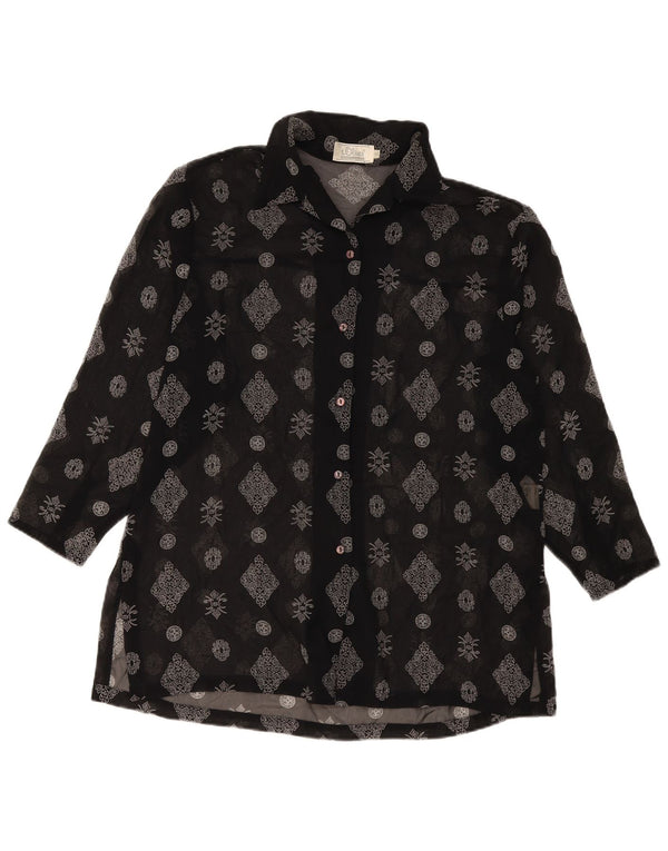 S.Oliver Γυναικείο πουκάμισο Longline Μπλούζα EU 36 Small Black Floral Polyester